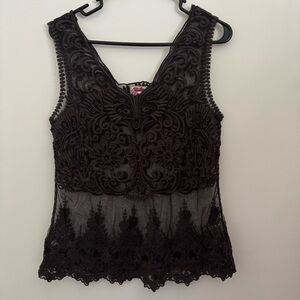 Yoana Baraschi Brown Lace Detail Top womens medium